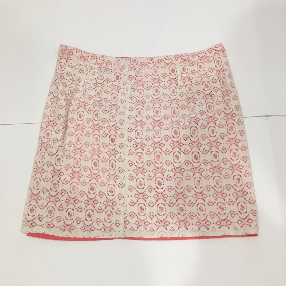 Willi Smith White Red Lace Skirt